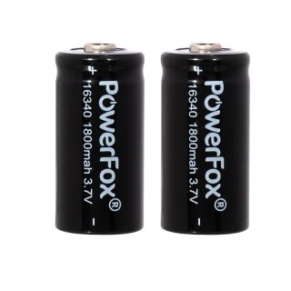 Two PowerFox 16340 rechargeable batteries for compact laser pointers