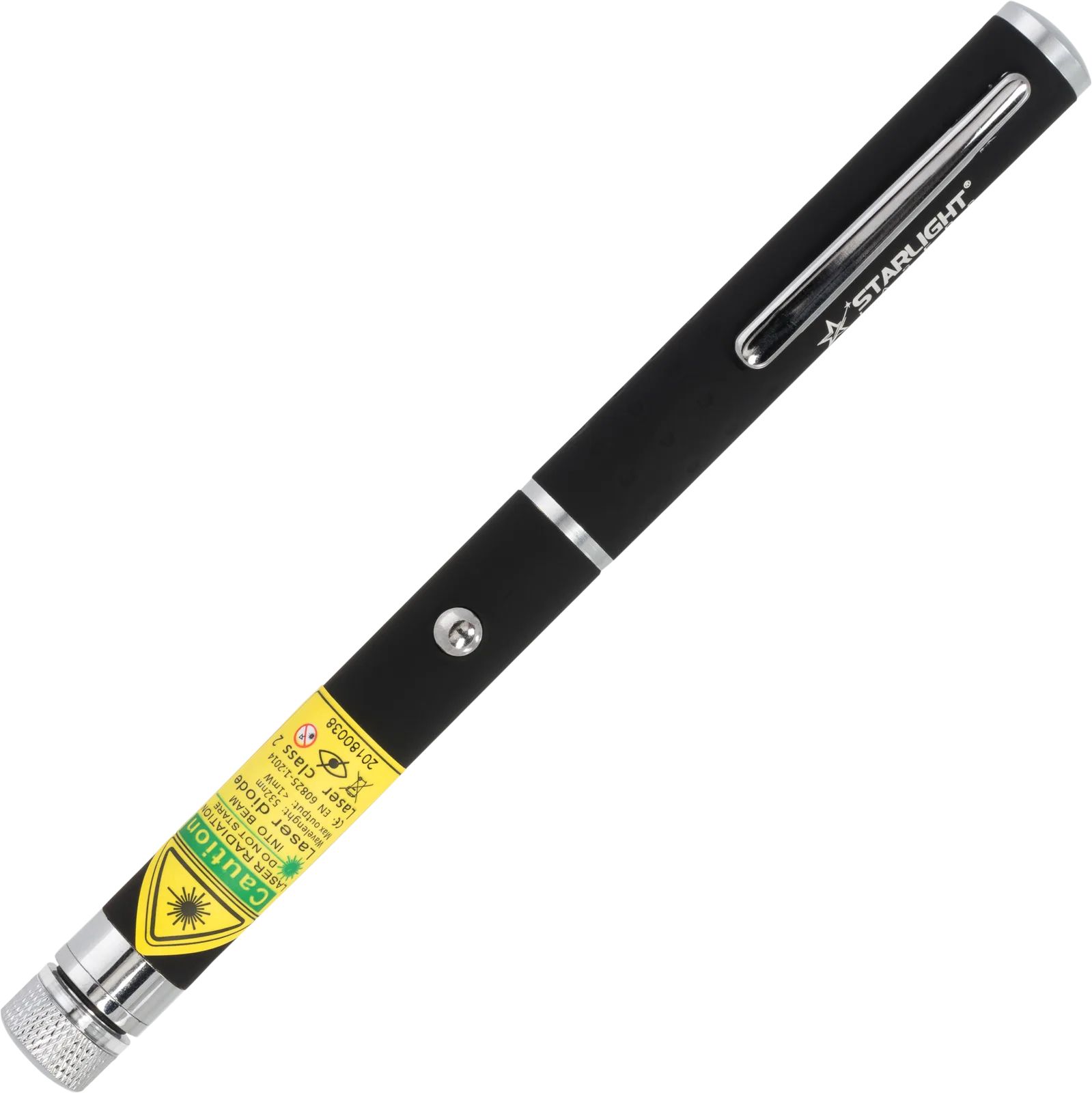X2 green laser pen with pattern cap projecting shapes, with AAA batteries