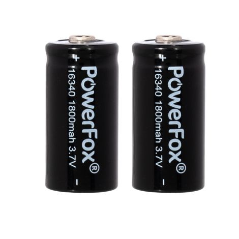 PowerFox 2x 16340 batteries - 1800Mah